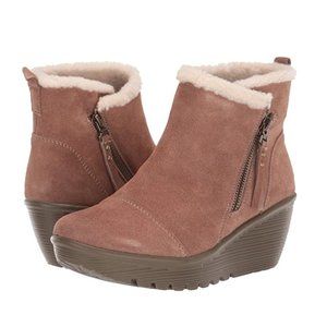 NIB SKECHERS Parallel platform wedge suede Booties